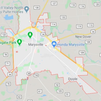 map of Marysville, Ohio